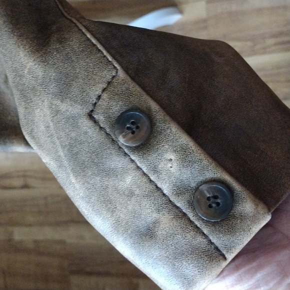 MEN'S M KENNETH COLE REACTION BROWN WASHED OUT AWESOME GRUNGE LOOK LEATHER COAT - Picture 9 of 16